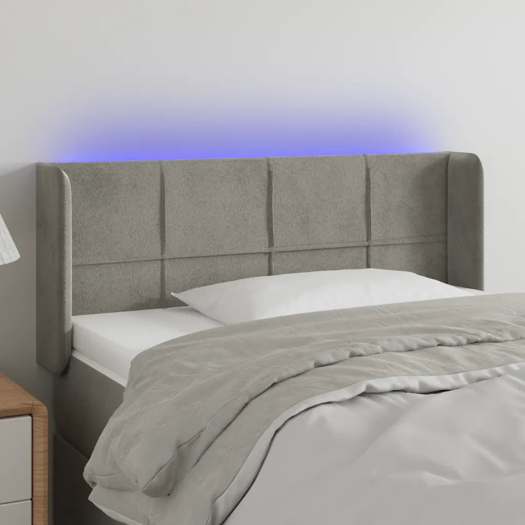 Testiera | Testata Grigio Chiaro a LED 103x16x78/88 cm in Velluto