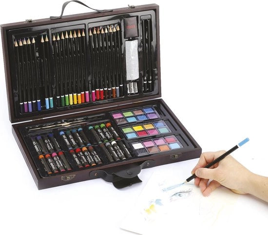 Set di colori per acquerelli, acquerelli, pastelli e altro! 80 pezzi