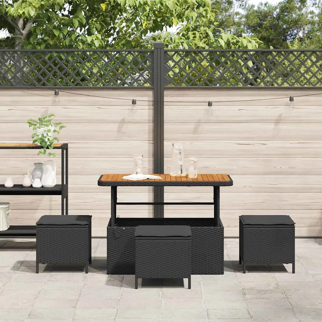Set da Pranzo per Giardino Nero polyrattan 42007921