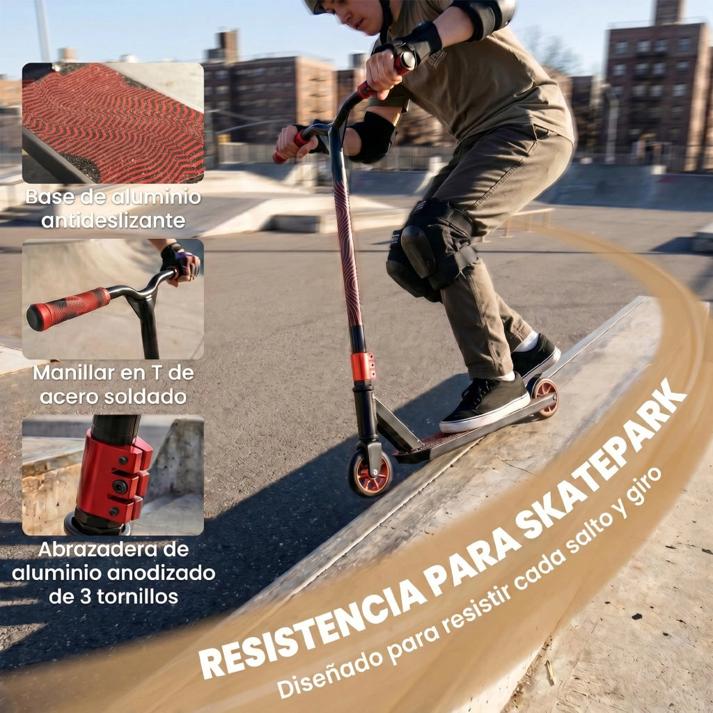 Patinete Freestyle Scooter Acrobatico ¨C zephmum ¨C Rosso con Ruote 120 mm e Giro 360¡ã