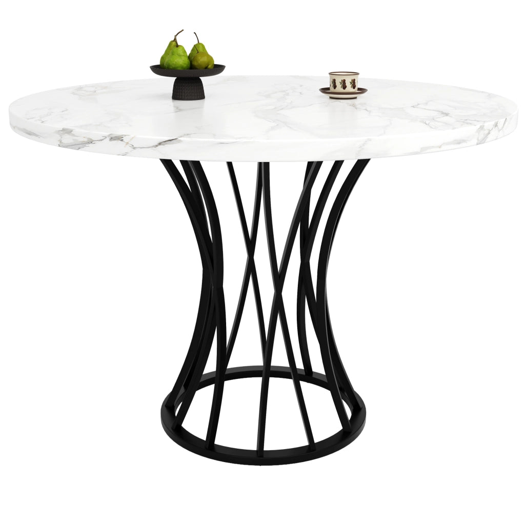 Tavolo da pranzo rotondo 80 x 80 x 76 cm in MDF e metallo; nero