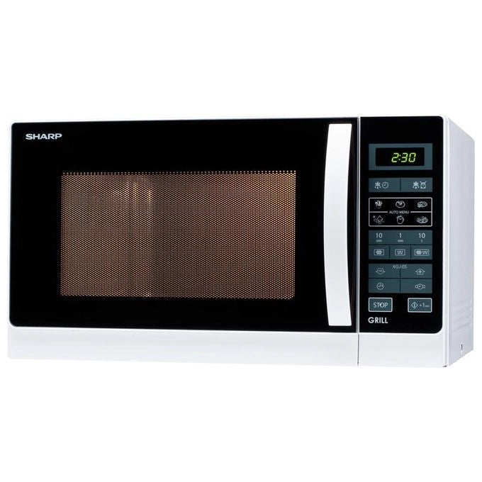 Sharp R-742WW forno a microonde Superficie piana Microonde con grill 25 L 900 W Nero, Bianco