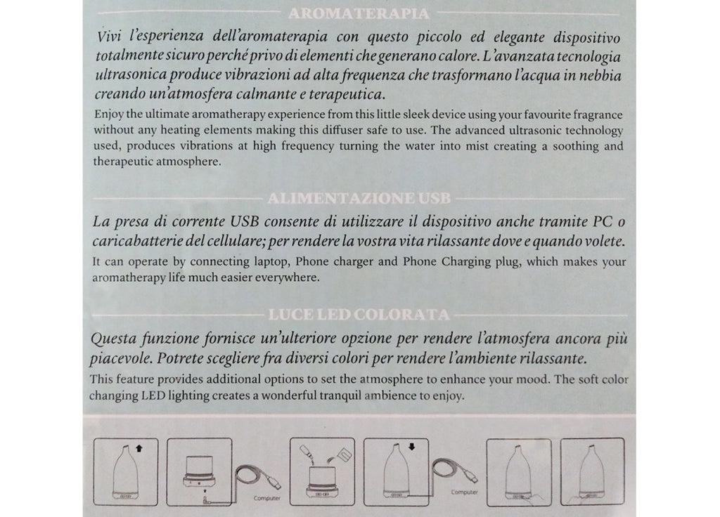 Diffusore Aromi Elettrico Silenzioso Profumo Ambienti Casa Aroma Bubble