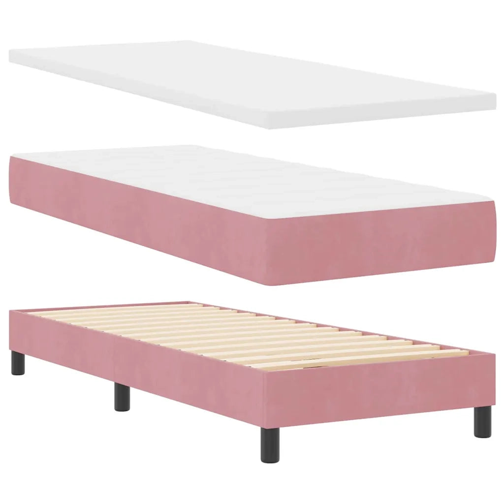 Letto a molle con materasso Rosa 80 x 200 cm Velluto 3339073