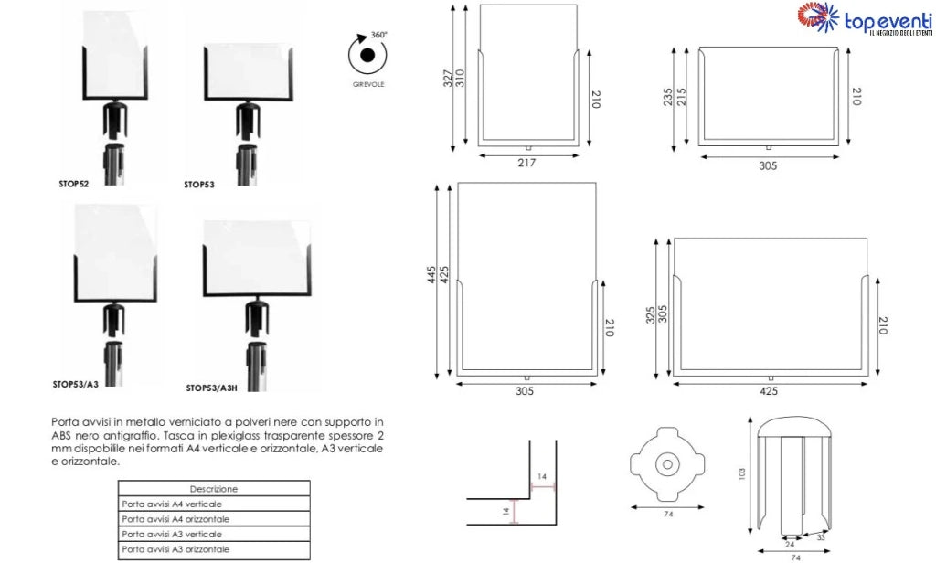 Porta Comunicazioni Segnale Colonnine Segnapercorso tendinastro - A3 Verticale