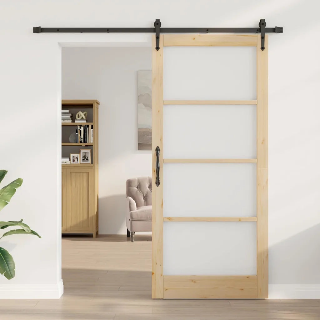 Porta scorrevole Naturale e Nero 93 x 211 cm 3332401