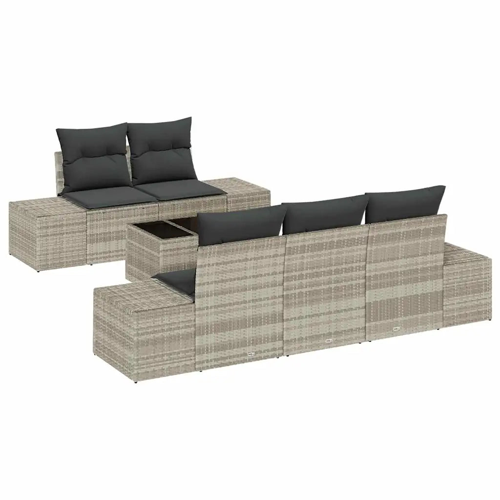 Set Divano da Giardino 6 pcs Grigio chiaro e grigio scuro