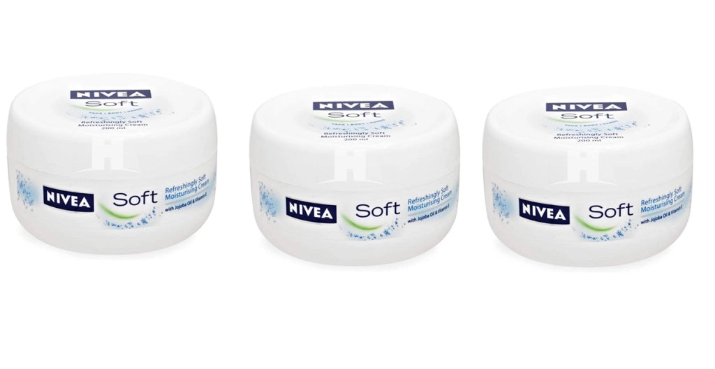 SET 3 NIVEA SOFT CREMA IN BARATTOLO CON OLIO DI JOJOBA E VITAMINA E DA 300 ML