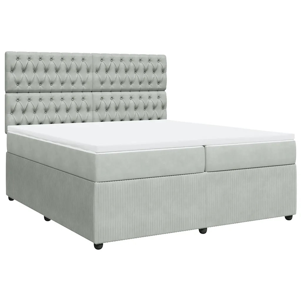 Giroletto a Molle con Materasso Grigio Chiaro 200x200cm Velluto 3292436