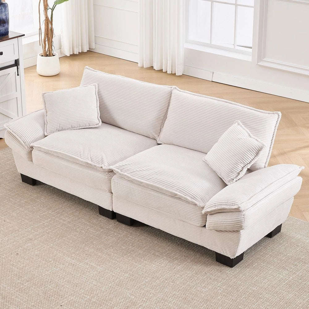 Divano doppio con coperta - Xylo - beige, cuscino, per studio/soggiorno