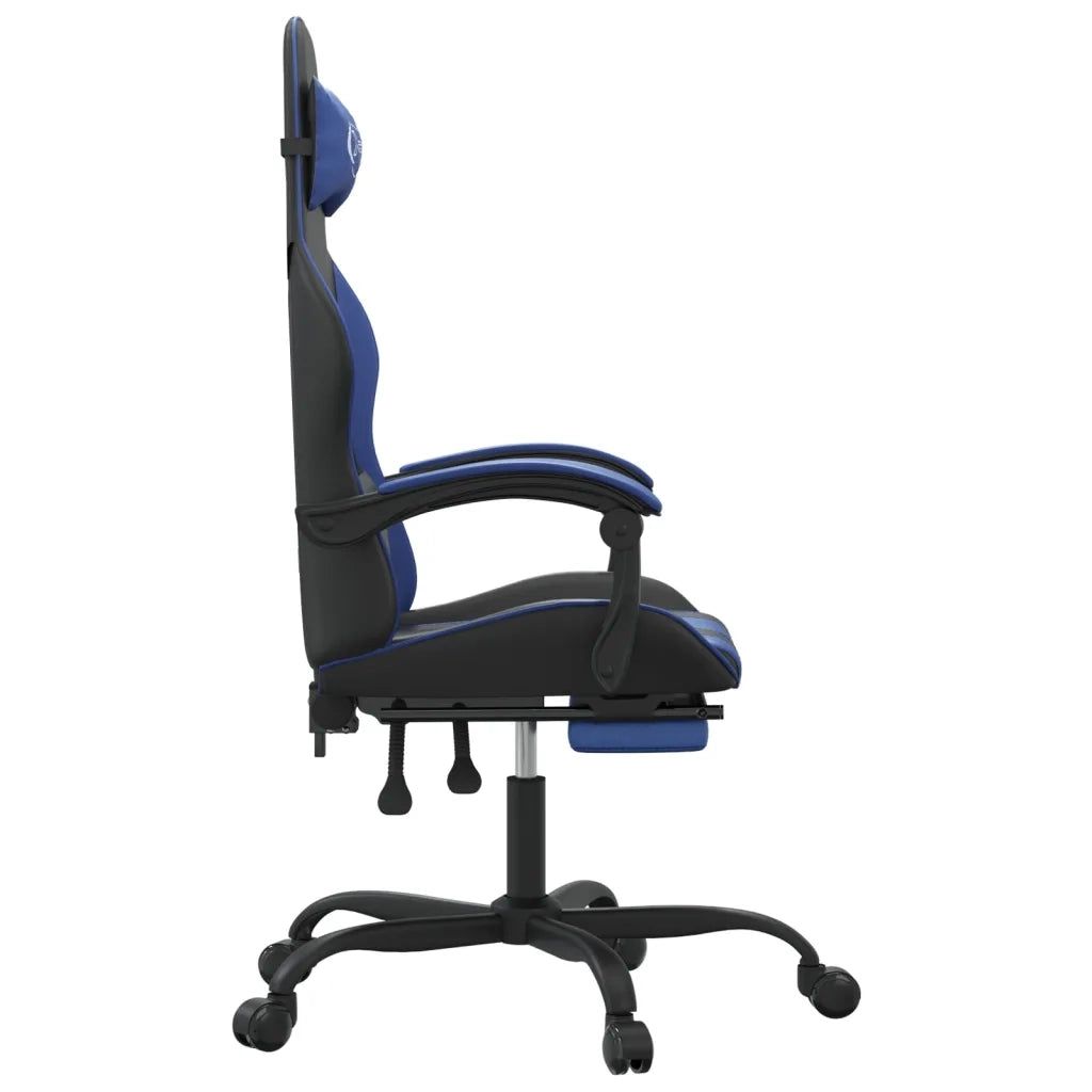Sedia da Gaming con Poggiapiedi Nero e Blu in Similpelle 3143902