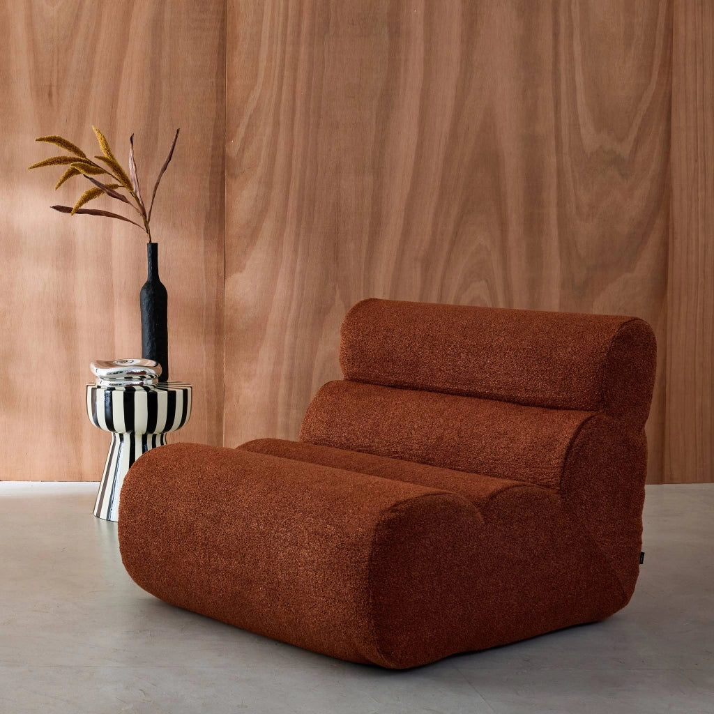 Poltrona bouclé testurizzata, 1 posto, terracotta