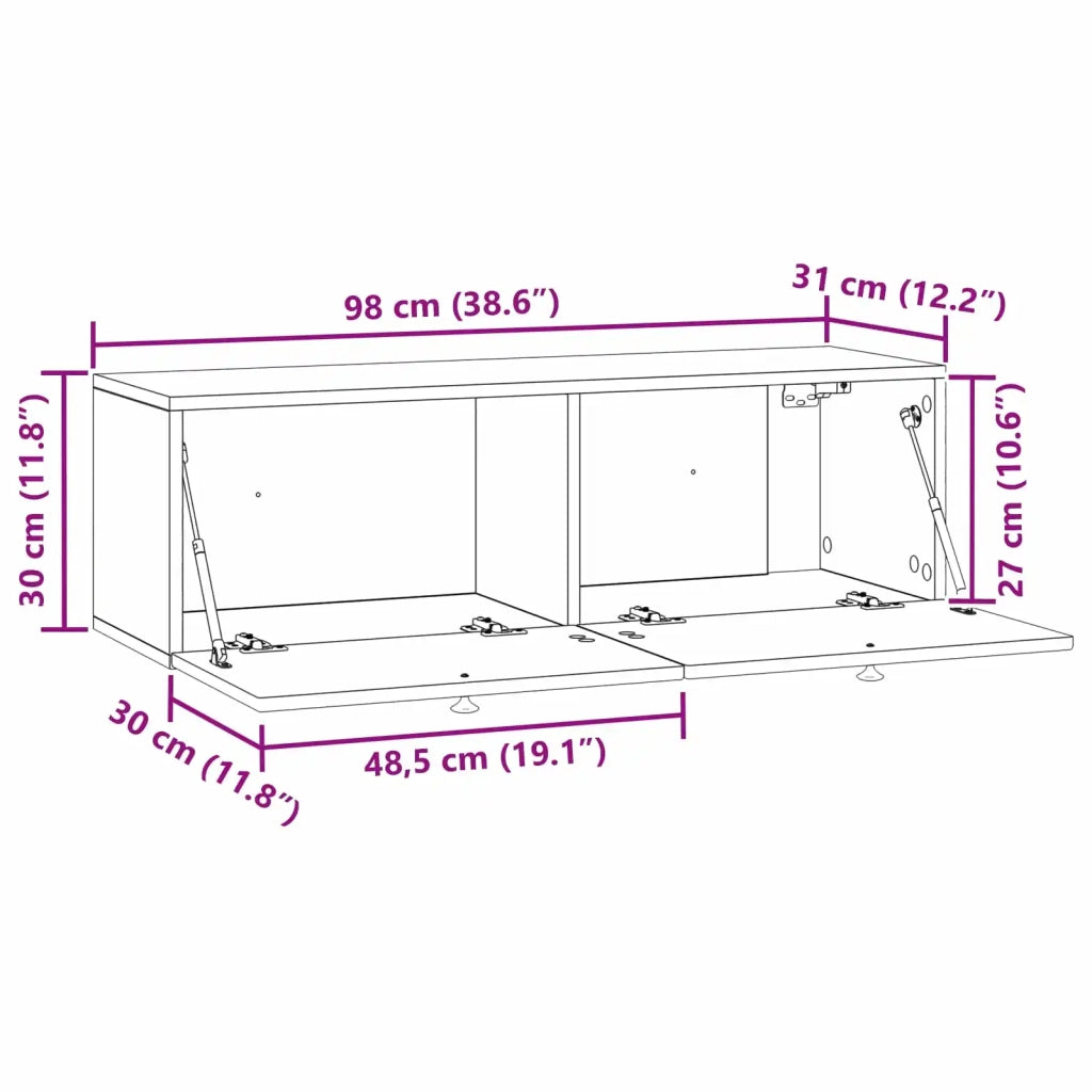 Mobile Porta TV da Muro-Credenza per TV sospesa Grigio Sonoma 98 x 31 x 30 cm 991579