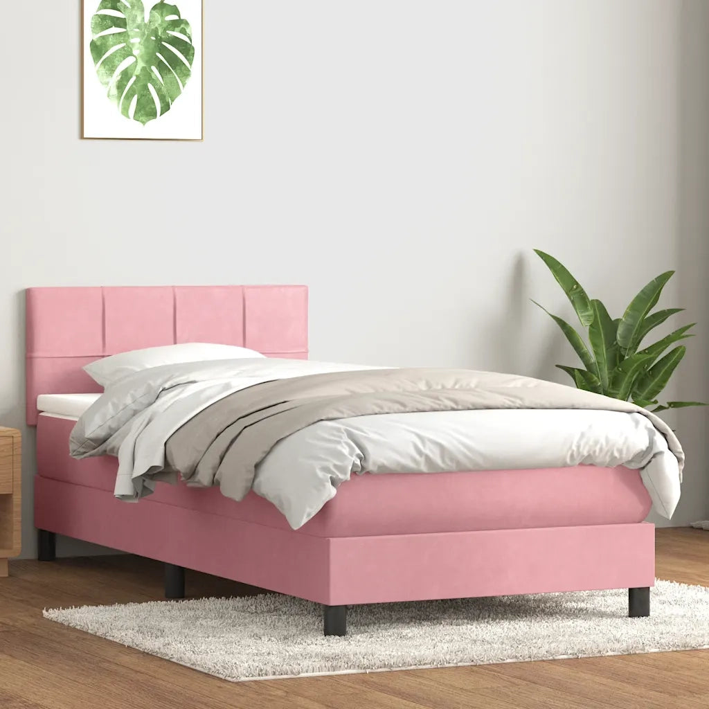 Giroletto a Molle con Materasso Rosa 80x220 cm Velluto 3316238