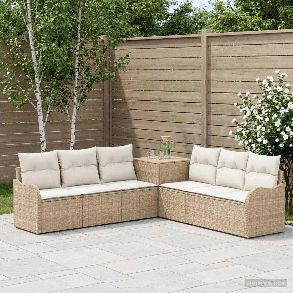Set di divani 7 pz Beige e Bianco Crema 3448688