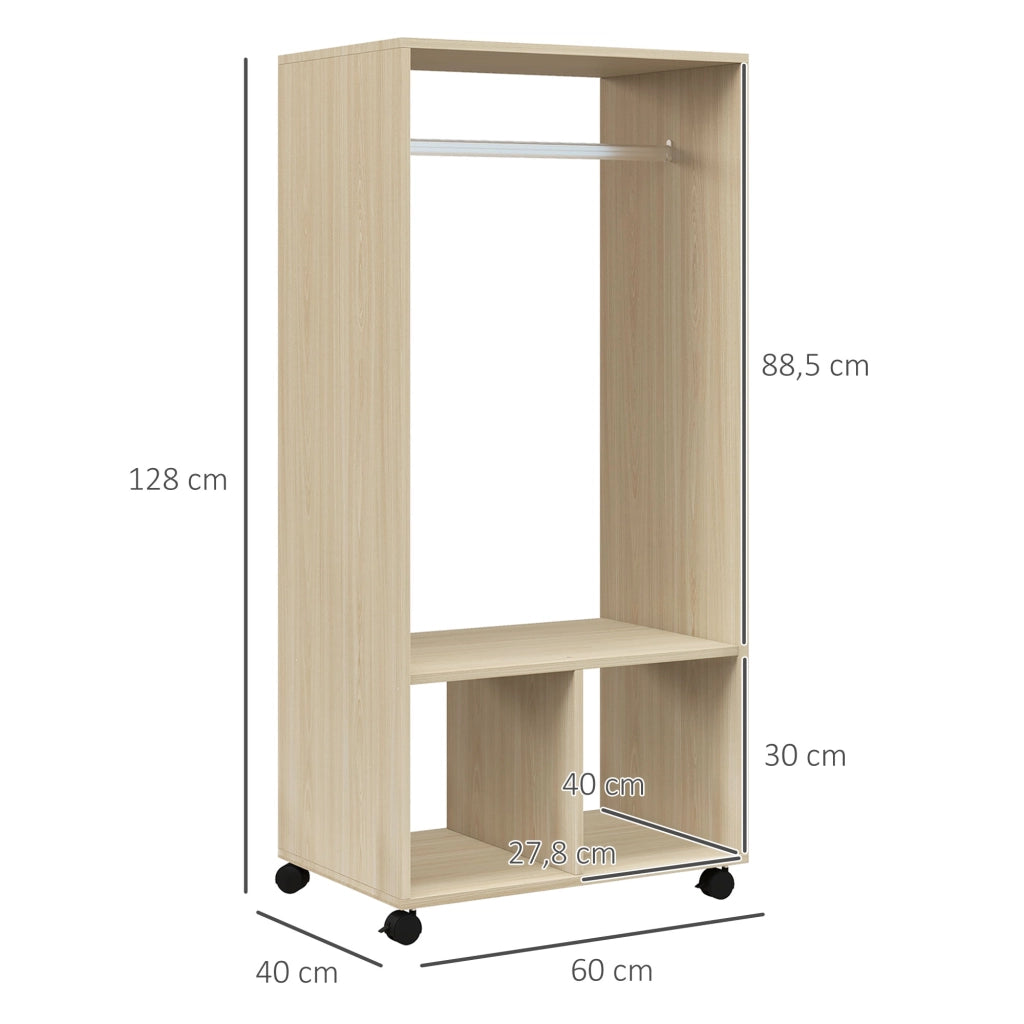 Armadio con ante scorrevoli e ripiani ¨C Minimal ¨C legno naturale 60x40x128 cm