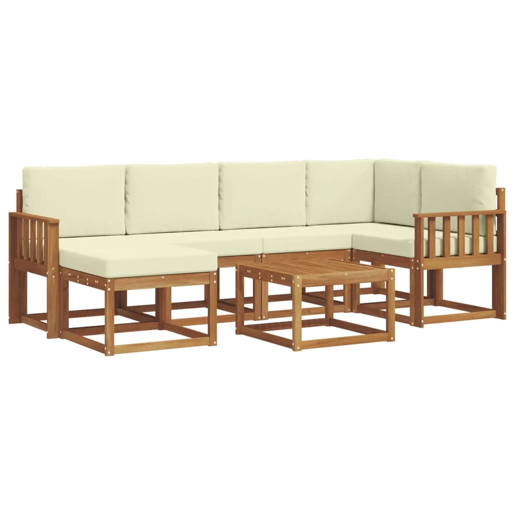 Set di divani da esterno con cuscino 7 pcs Naturale e Crema 3366668