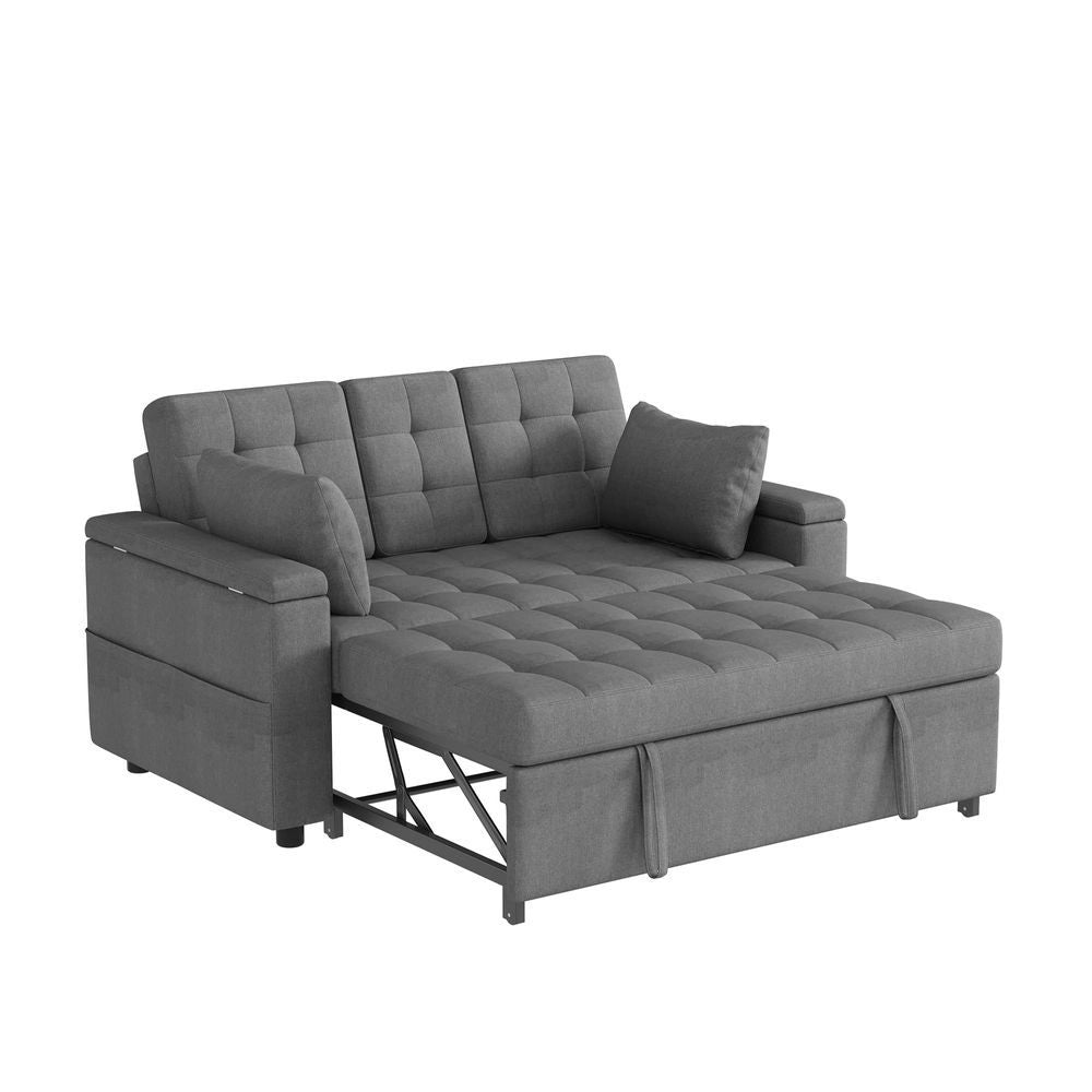 Divano letto 2 posti - Xylo - Schienale regolabile, con ripostiglio, grigio
