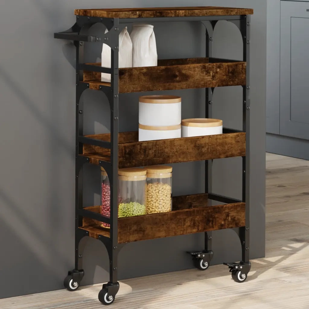 Carrello da Cucina Rovere Fumo 53x20x76 cm in Legno Multistrato CFW5267489