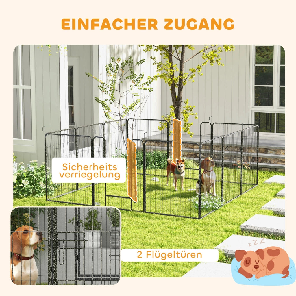 Recinto per cani 12 pezzi pieghevole con 2 porte ¨C Minimal ¨C Grigio 80x100 cm
