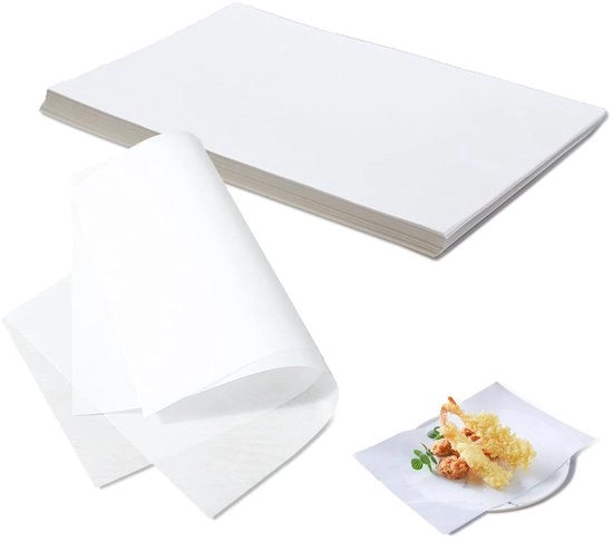 Pannello di carta per la cottura - 20 x 30 cm - Impermeabile e resistente all'olio - Adatto per hamburger - Bianco