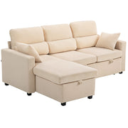 Divano letto con contenitore ¨C Xylo ¨C tessuto beige con cuscini