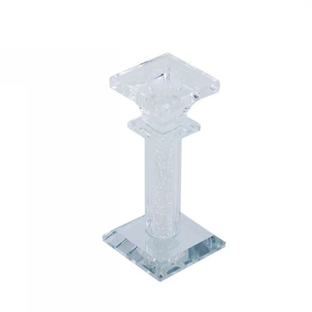 Trade Shop - Porta Candela Vetro Diamanti Candeliere Idea Regalo Bomboniera Cristallo 6x6x13 -