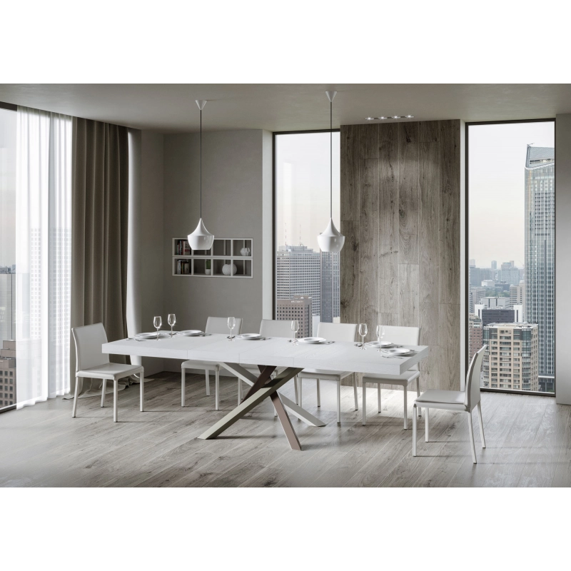 Tavolo allungabile 90x160/264 cm Volantis Premium telaio gambe 4 colori (C) - Bianco Frassino
