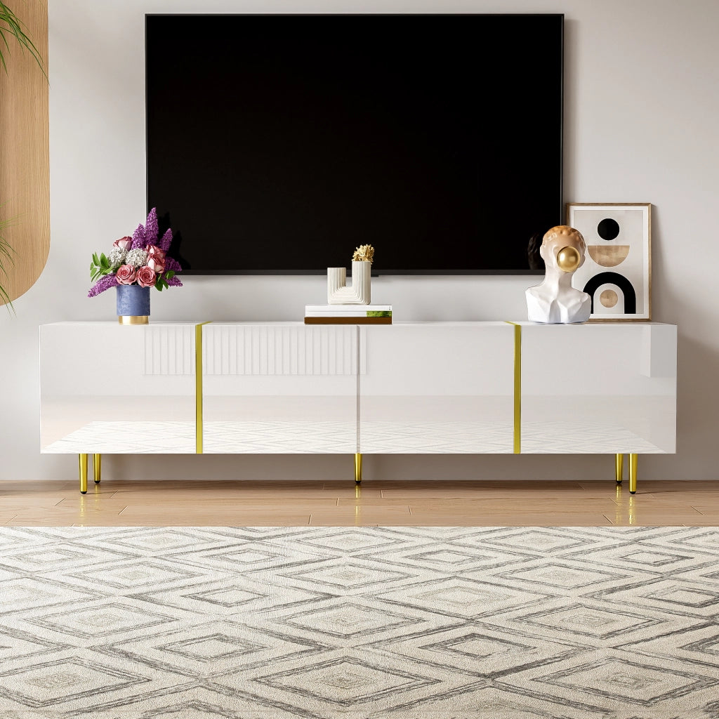 Cassettiera per TV bianca in MDF lunghezza 170 cm
