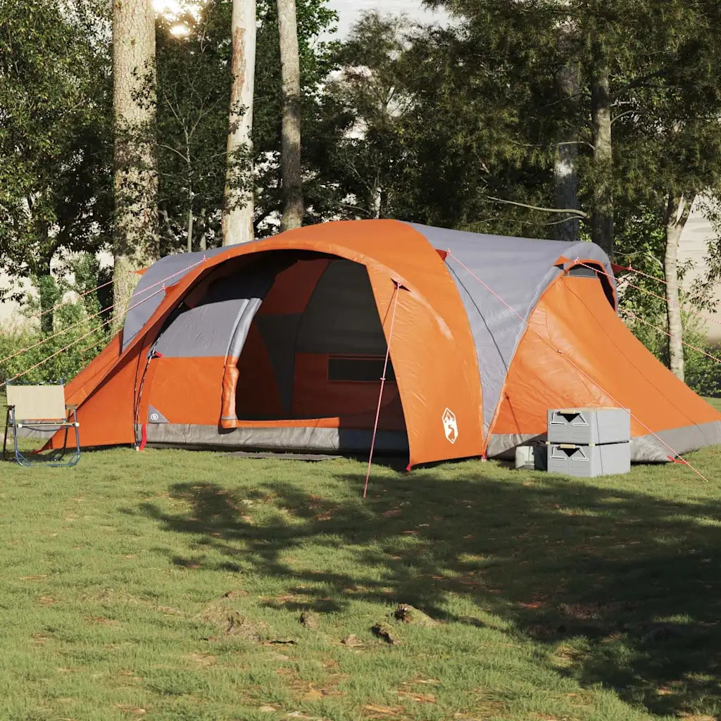 Tenda da Campeggio a Cupola 6 Persone-Tenda per Escursionismo Grigio e Arancione 865222