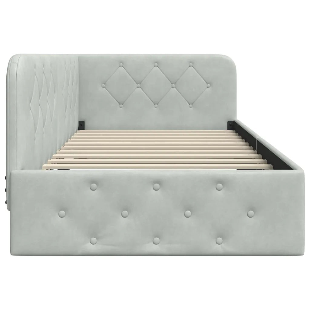 Cornice del letto ad angolo Grigio chiaro 90 x 200 cm Velluto