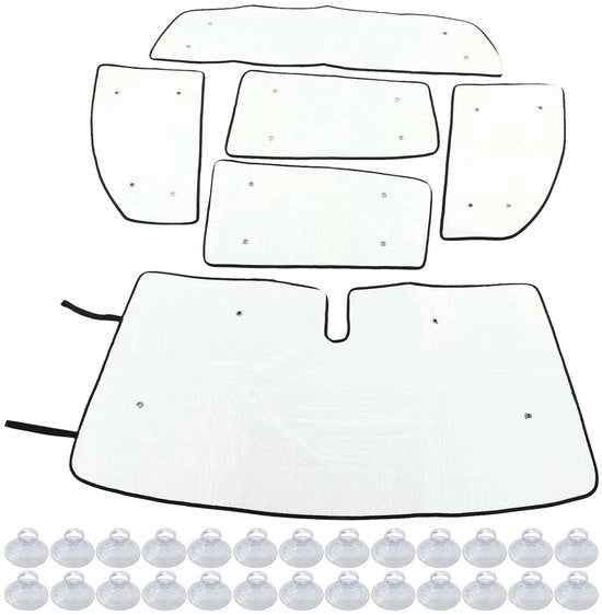 Sistema di protezione solare per auto - 6 pezzi - Opaczionabile - Riflettore di radiazioni UV - Adatto per XK50 2007-2021 - Foglio di alluminio/PE cotone