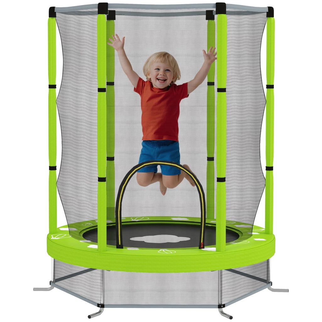 Trampolino per Bambini ¨C Minimal ¨C Verde ?140 cm con Rete di Sicurezza