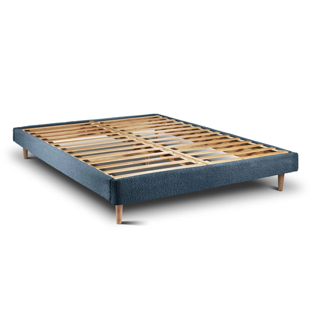Letto 150x200 cm con testata imbottita - tessuto bouclé