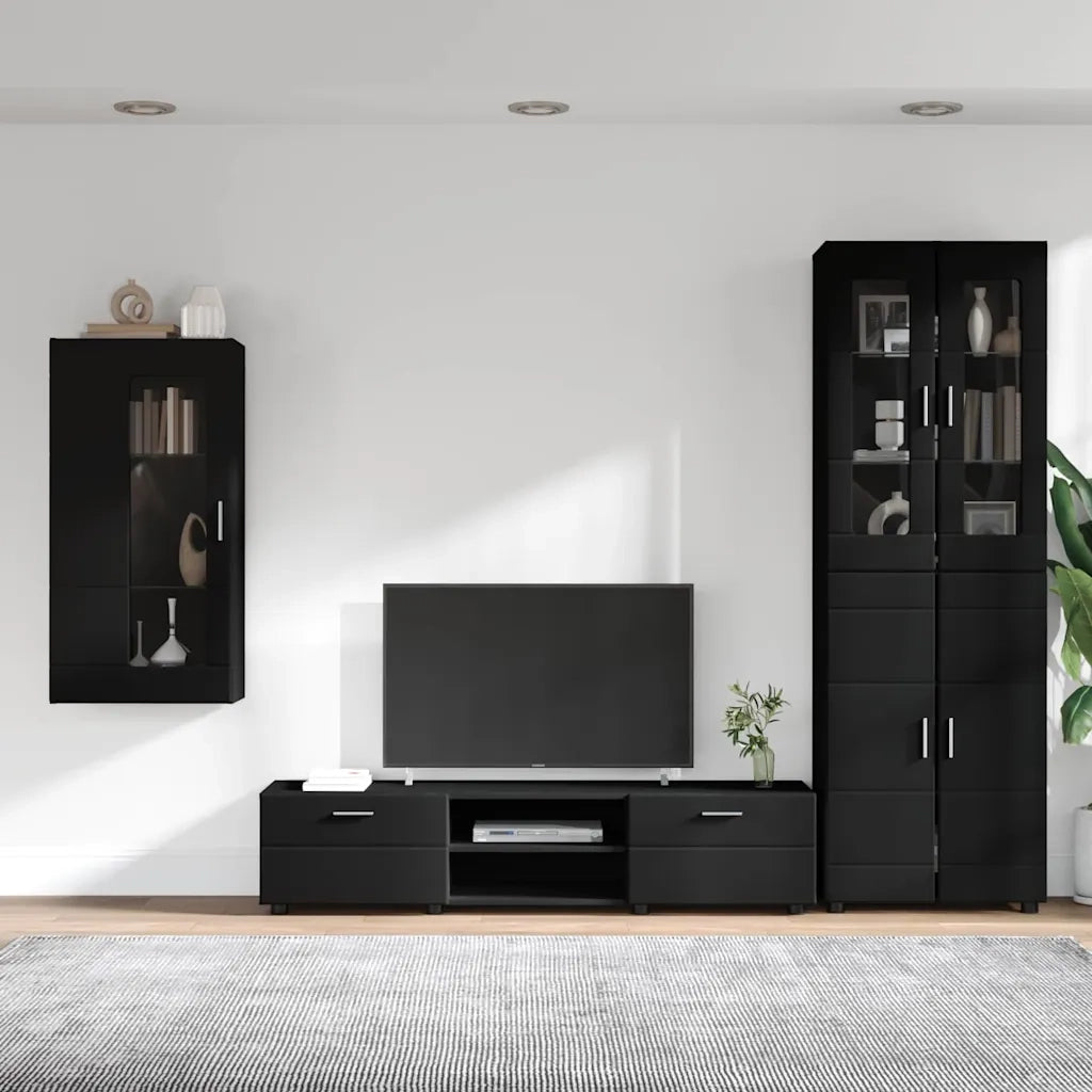 Set mobile TV con cassetto FLORIN Nero Legno multistrato