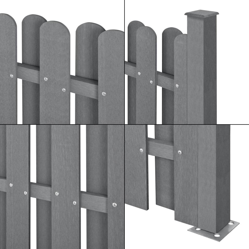 Steccato con Doghe e Colonne in WPC e Base in Acciaio 185 x 193 cm - Grigio NEU.HOLZ