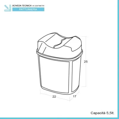 Cestino spazzatura in plastica bianca con doppio coperchio basculante 5 lt