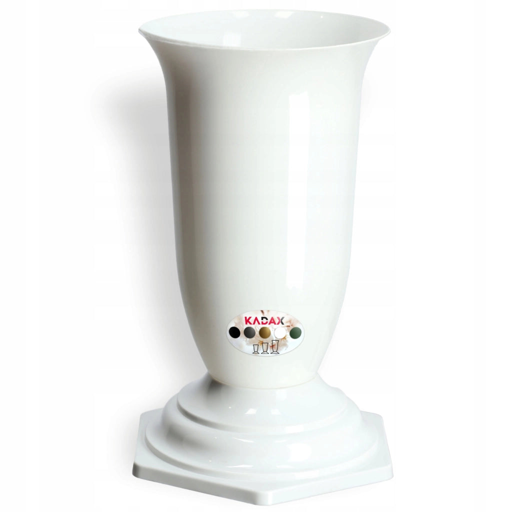 Vaso/bottiglia KADAX per cimitero, tomba, funerale, in plastica bianca, 23 cm, resistente al gelo.