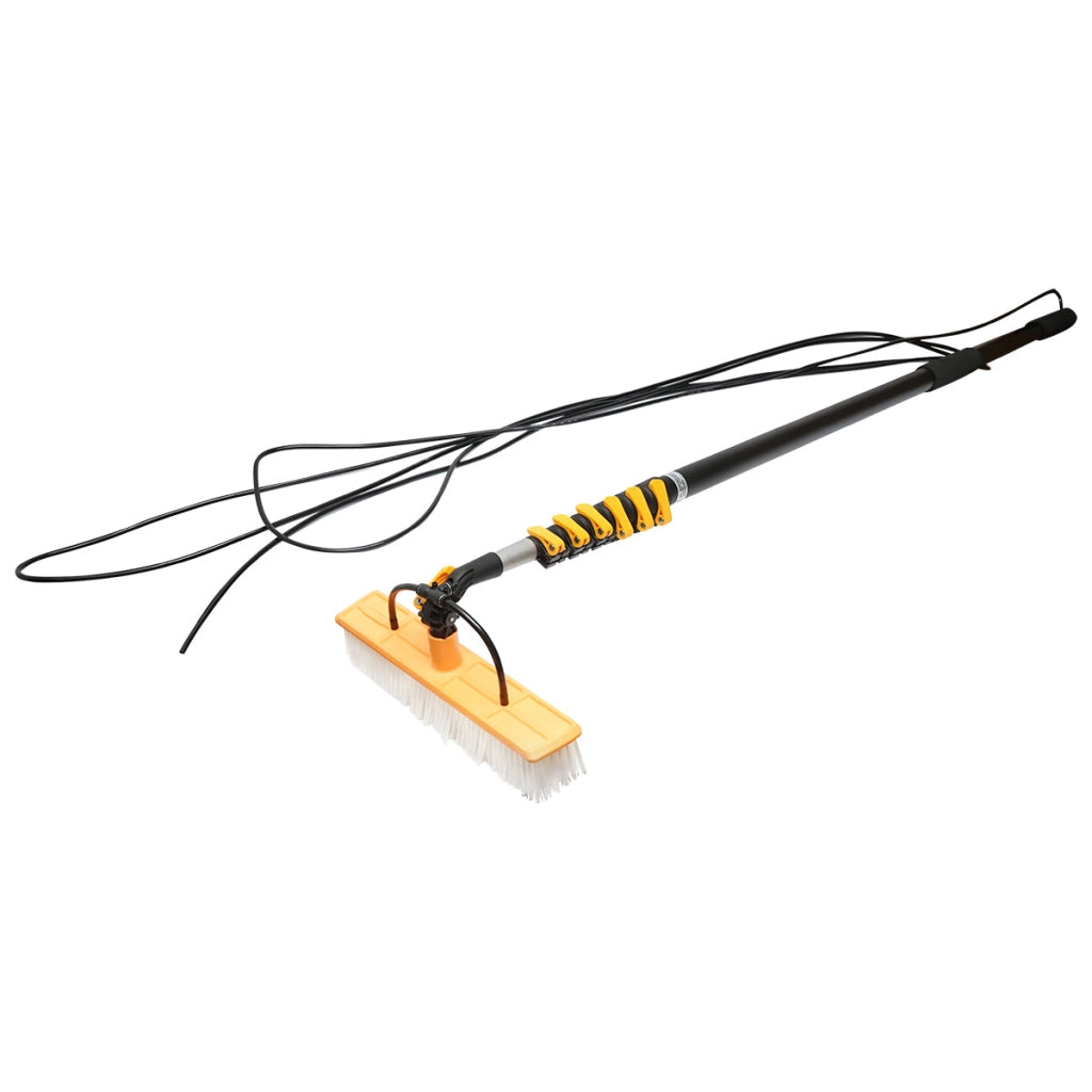 Sistema di pulizia con pompa 12-24-220V e braccio spazzola telescopico max 8,5M per pannelli solari fotovoltaici