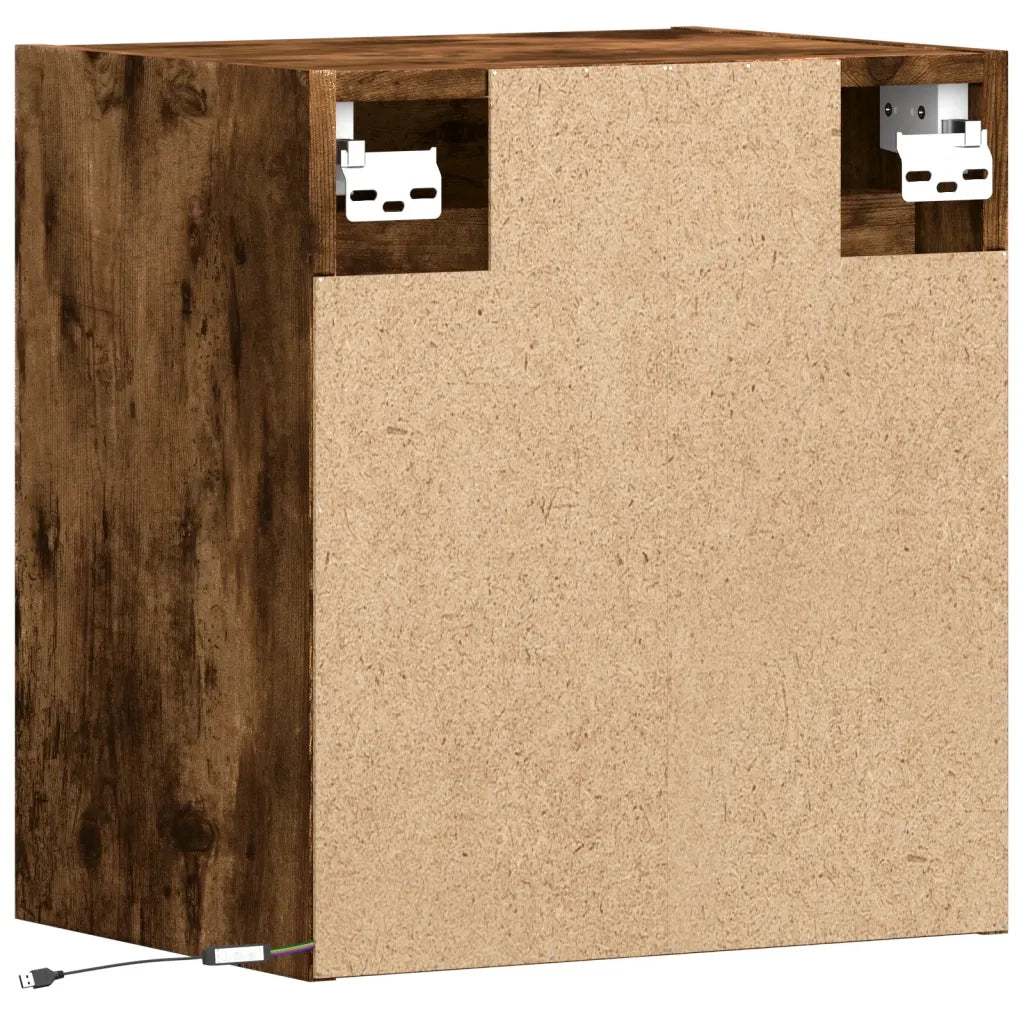 Comodini a Parete con luci LED 2 pz Rovere Fumo 3307970