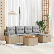 Set Divano da Giardino con cuscino 6 pcs Beige polyrattan 3359532