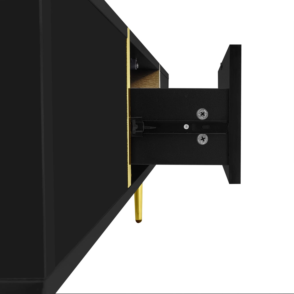 TAVOLINO DA CAFFÈ Nero Lucido 100x60x41,5 cm con 2 Cassetti