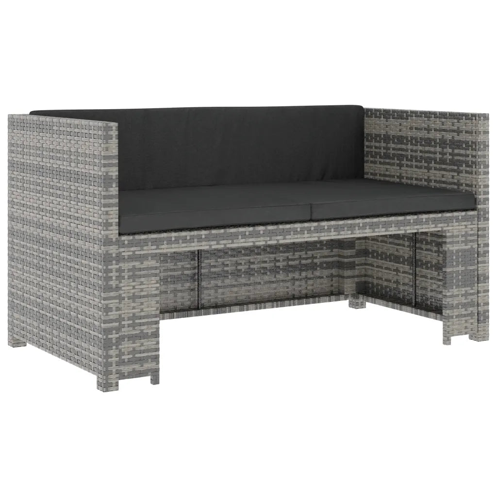 Set Divani da Giardino 5 pz con Cuscini in Polyrattan Grigio 48134