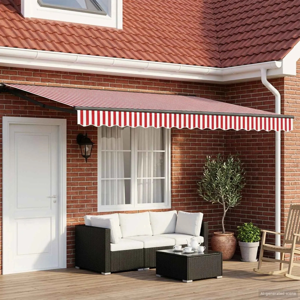 Tenda retrattile manuale Rosso e Bianco 5 × 3,5 m 3420486