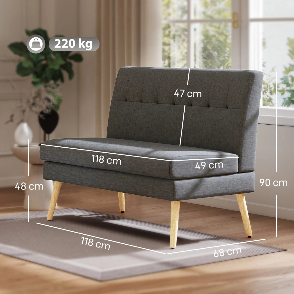Divano 2 posti ¨C Minimal ¨C grigio tessuto legno