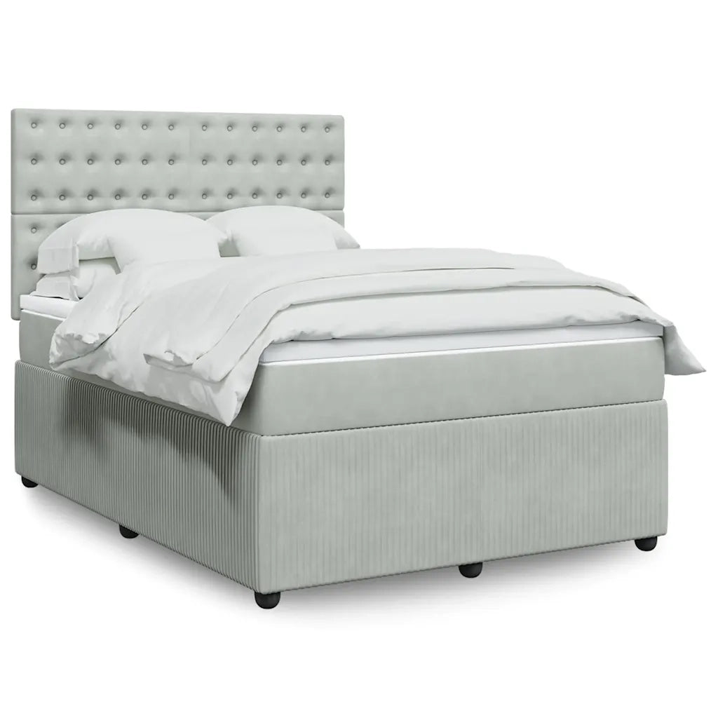 Giroletto a Molle con Materasso Grigio Chiaro 140x190cm Velluto 3294646