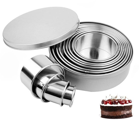 Forme a cucchiaio a forma di biscotto, 12 pezzi forme a cucchiaio a forma di anello, forme a cucchiaio a forma di biscotto rotonde in acciaio inossidabile per biscotti, torte da assemblaggio, torte da fare in casa