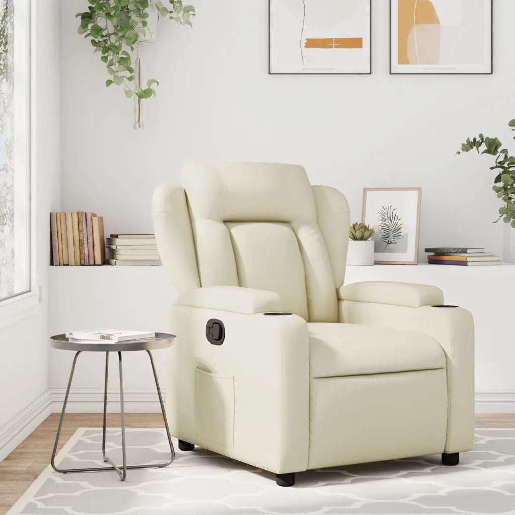 Poltrona Reclinabile Crema in Similpelle 372428