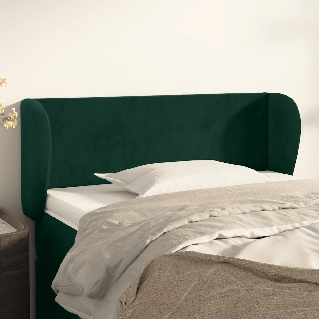 Testiera | Testata ad Orecchio Verde Scuro 93x23x78/88 cm in Velluto