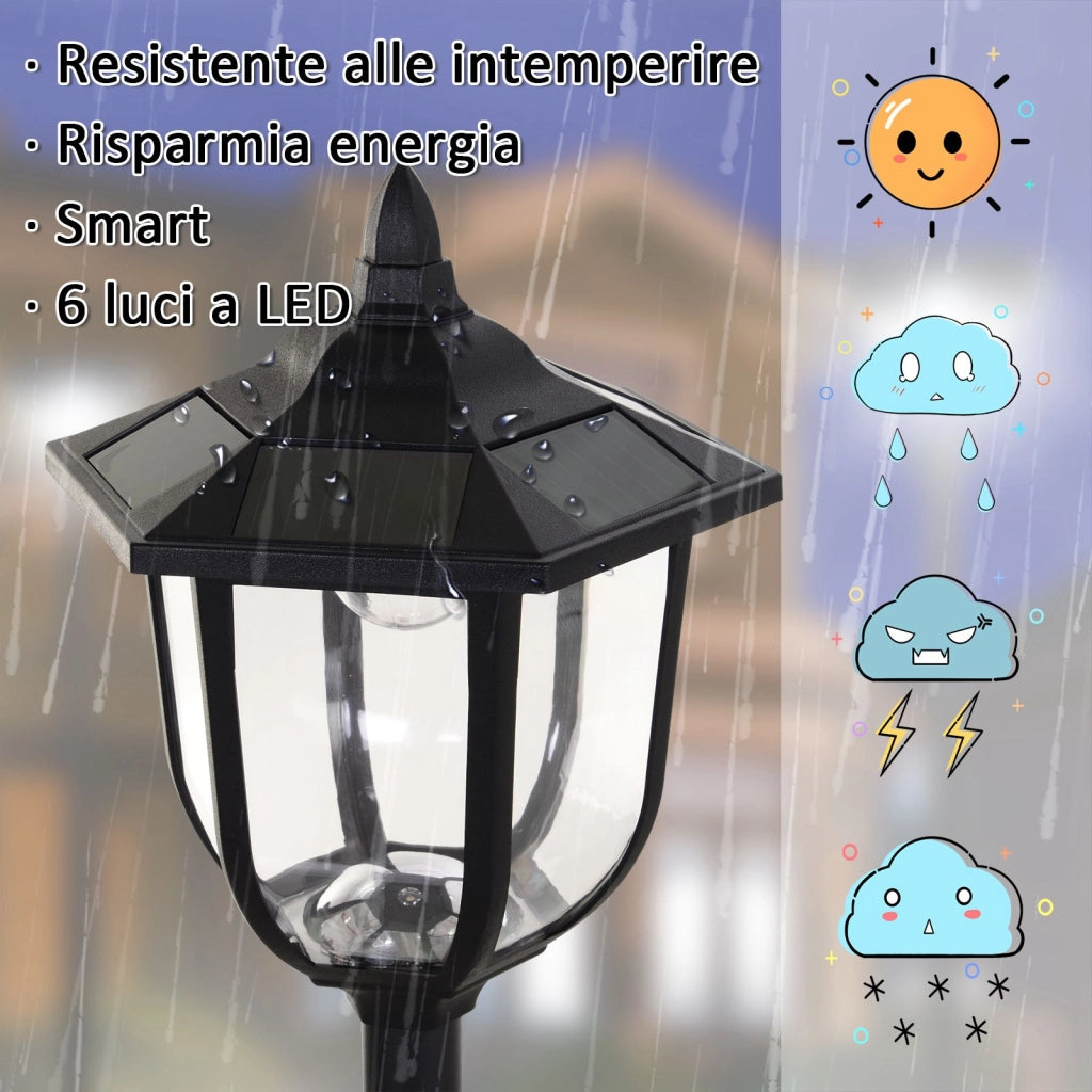 Lampione da Esterni con 6 Luci LED Accensione Automatica Impermeabile